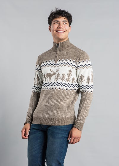 Tokyo Laundry Natural Festive Jacquard Knit Jumper