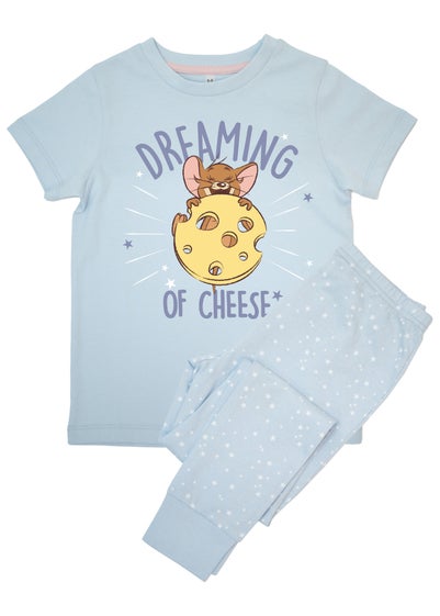 Tom & Jerry Dreaming Of Cheese Kids Blue Stars Pyjamas (3-8 Years)