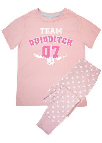 Harry Potter Team Quidditch Kids Pink Hearts Pyjamas (3-8 Years)