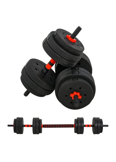 HOMCOM Adjustable 2-in-1 Barbell Dumbbells Weight Set for Body Fitness