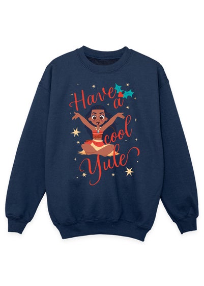 Disney Moana Have A Cool Yule Kids Navy Sweatshirt (3-13 Years)