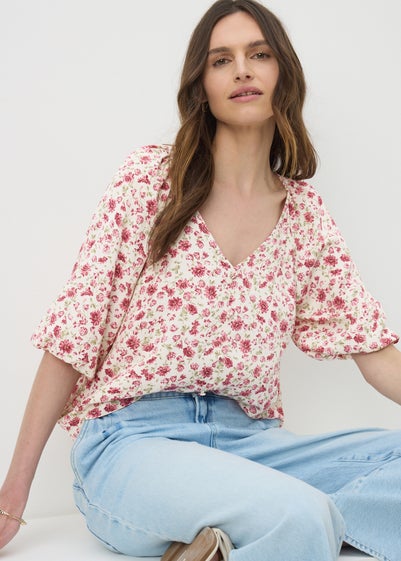 Pink Floral Tea Top