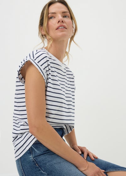 Navy Stripe Short Sleeve Top