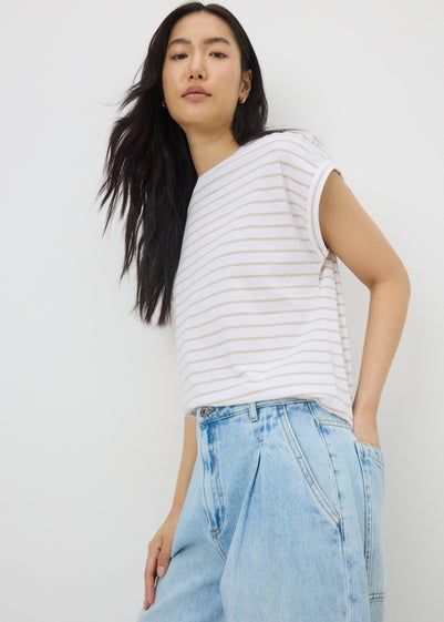 White Stripe Short Sleeve T-Shirt