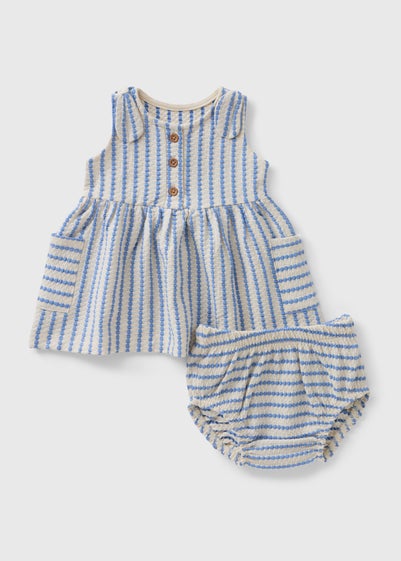 Baby Blue Stripe Dress Set (Newborn-23mths)