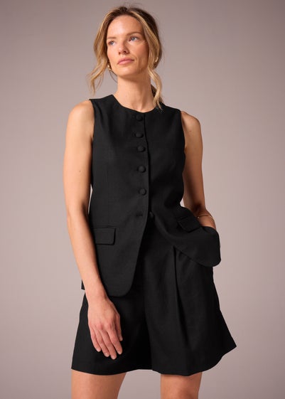Et Vous Black Linen Blend Waistcoat