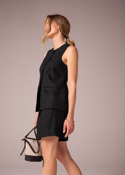 Et Vous Black Linen Blend Tailored Shorts