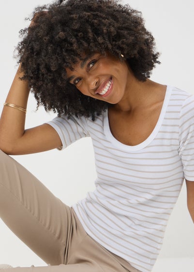 White Stripe Ribbed T-Shirt
