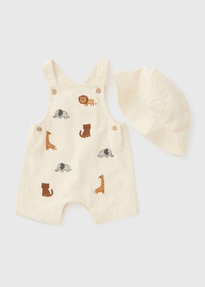 Baby Cream Safari Dungaree Set (Newborn-23mths)