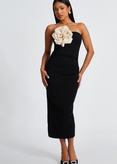 Quiz Black Petite Corsage Midaxi Dress