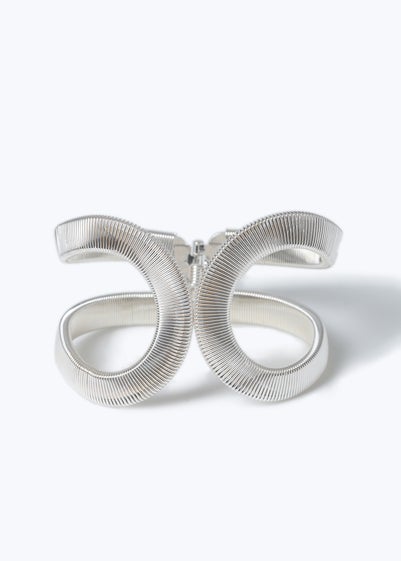 Muse Silver Ribbed Loop Cuff