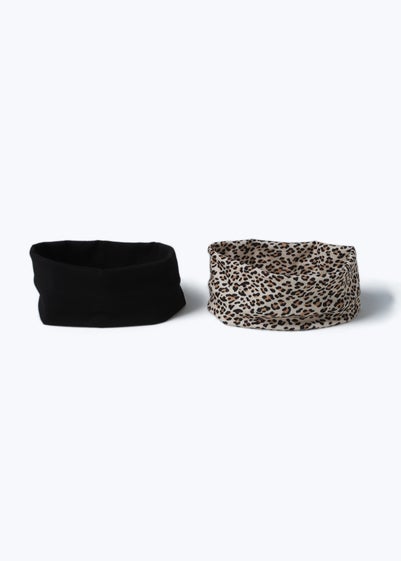 Muse 2 Pack Black & Animal Print Jersey Headband