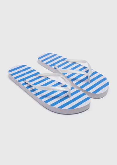 Blue Stripe Flip Flops