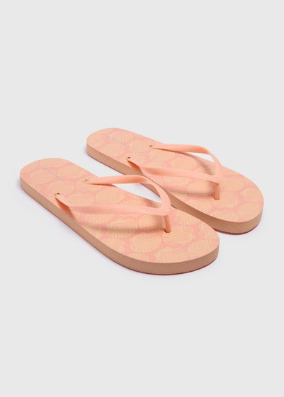 Coral Shell Print Flip Flops