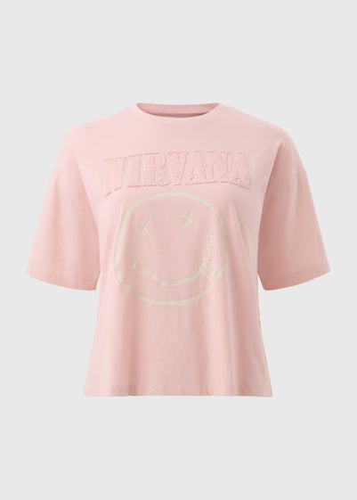 Nirvana Pink Frayed Graphic Box Fit T-Shirt