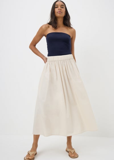 Navy Ribbed Bandeau Top