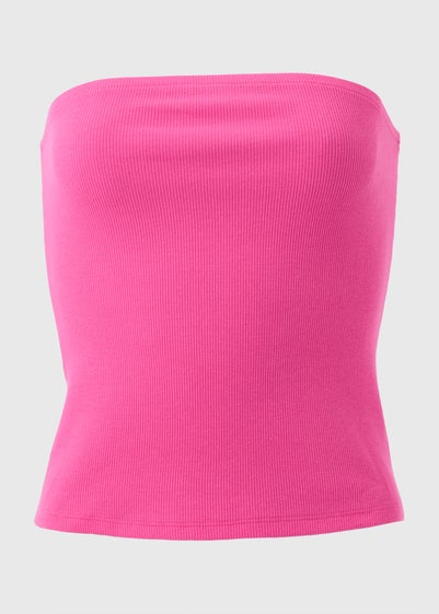 Pink Ribbed Bandeau Top