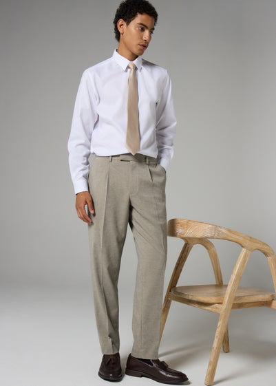 Taylor & Wright Stone Flannel Pleated Trousers