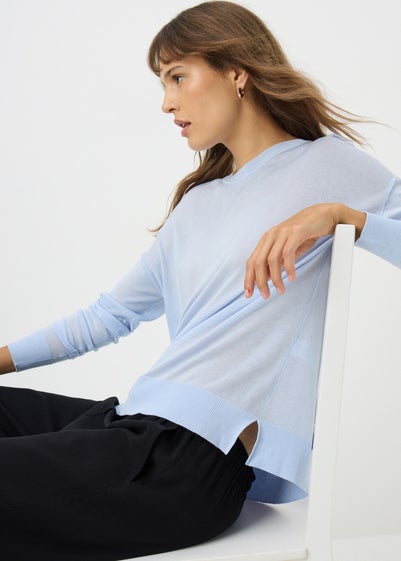 Light Blue Fine Gauge Long Sleeve Jumper