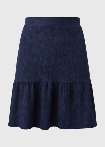 Navy Tiered Jersey Mini Skirt