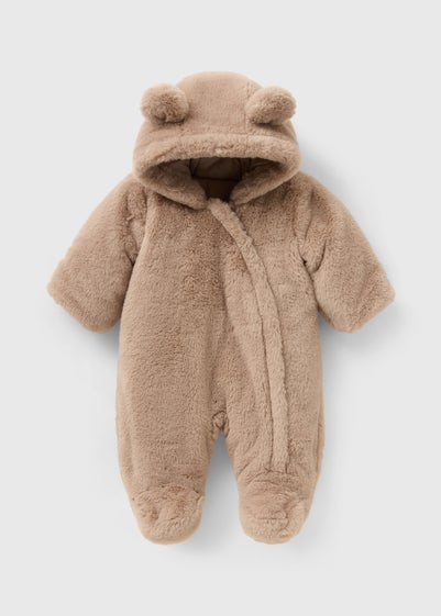 Baby Beige Faux Fur Snowsuit (Newborn-23mths)
