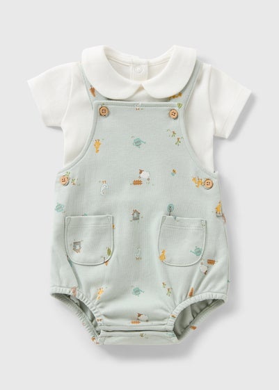 Baby Sage Farm Animal Romper Set (Newborn-12mths)