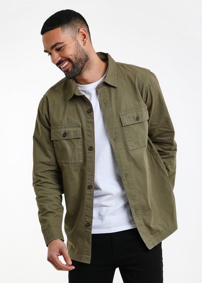 Threadbare Khaki Lightweight Cotton Shacket