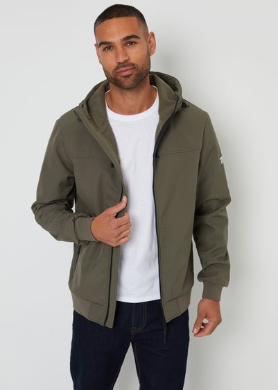 Threadbare Khaki Hooded Lightweight Jacket With Stretch