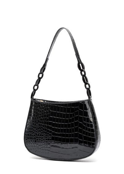 Raffaella Black Croco Shoulder Bag