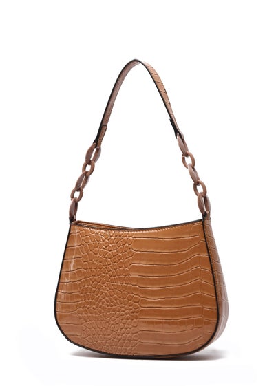 Raffaella Tan Croco Shoulder Bag