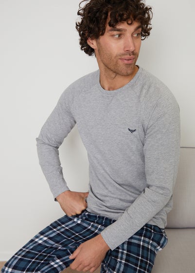 Threadbare Grey Cotton Rich Check Pyjama Set