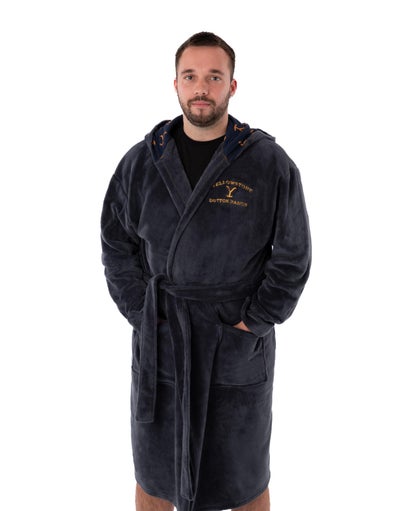 Yellowstone Blue Dutton Ranch Montana Hooded Bathrobe