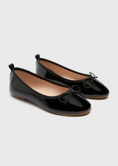 Girls Black Ballet Flat Shoes (Younger 12-Older 5)