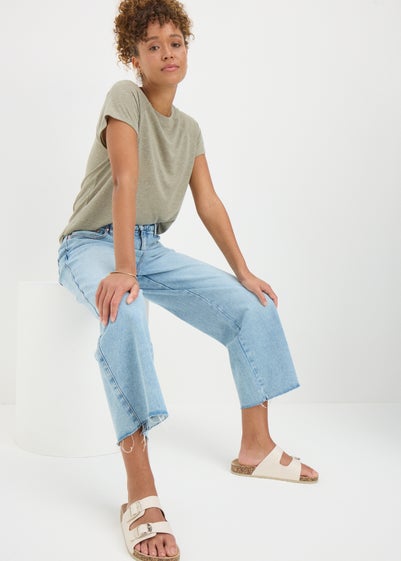 Sage Linen Blend Regular Fit T-Shirt