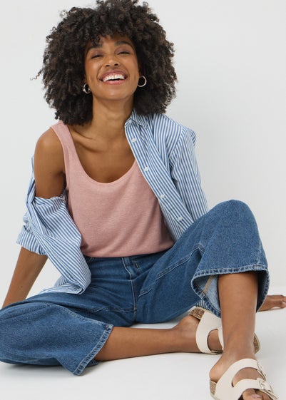 Pink Linen Blend Vest