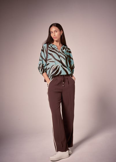 Et Vous Sage Zebra Popover Blouse