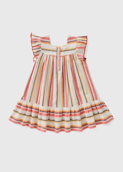 Girls Brown Striped Tiered Dress (1-7yrs)