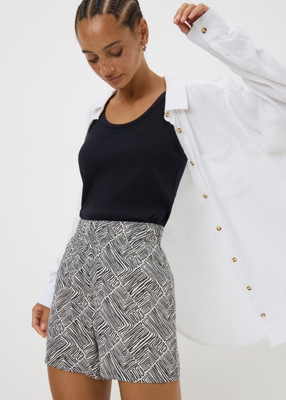 Black Mono Geometric Shorts