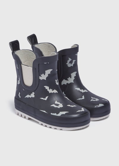 Boys Black Bat Chelsea Wellies (Younger 4-12)