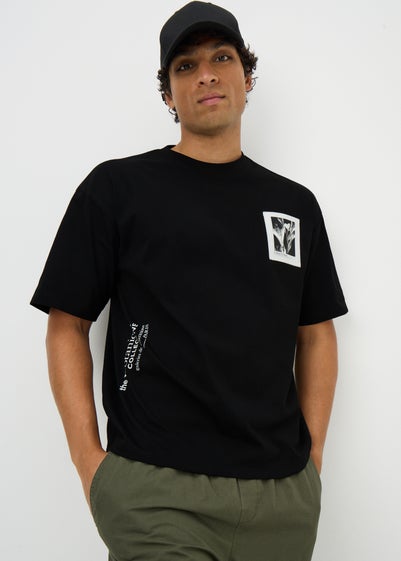 Black Botanical Graphic T-Shirt