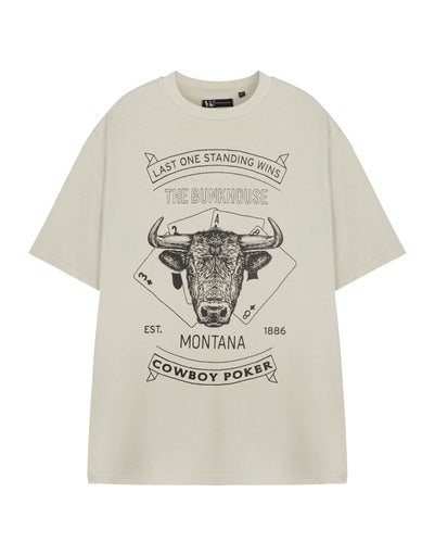 Yellowstone Beige Cowboy Poker Short Sleeved T-Shirt