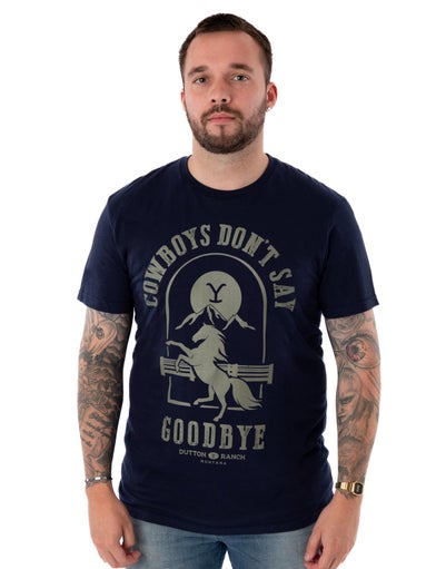 Yellowstone Blue Cowboys Don't Say Goodbye Short Sleeved T-Shirt