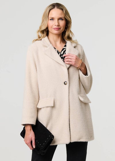 Izabel London Beige Soft Texture Pocket Detail Blazer Jacket