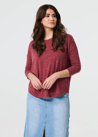 Izabel London Red Relaxed Boat Neck Top