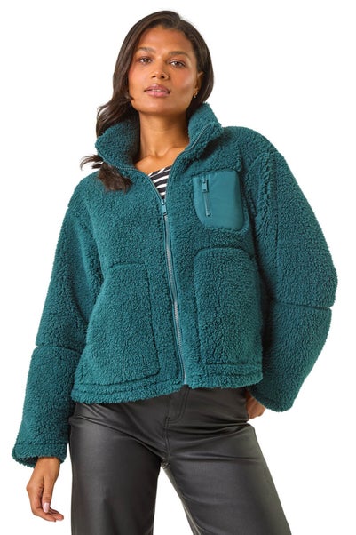 Roman Teal Funnel Neck Fleece Jacket