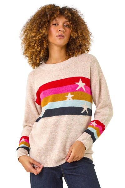 Roman Multi Star & Stripe Knitted Jumper