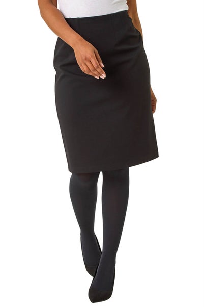 Roman Black Petite Stretch Pencil Skirt