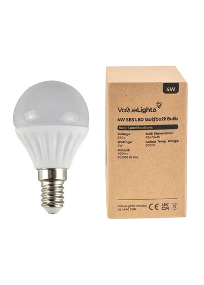 ValueLights 6 Pack E14 Golfball LED 4W Warm White 3000K Light Bulbs (8cm x 4.5cm x 4.5cm)