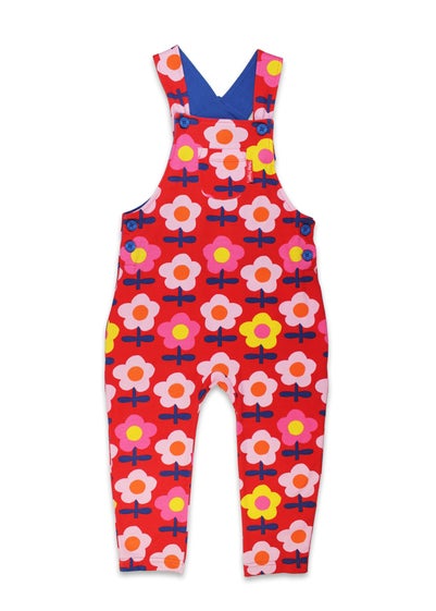 Toby Tiger Organic Pink Flower Print Dungarees (3  months - 4 years)