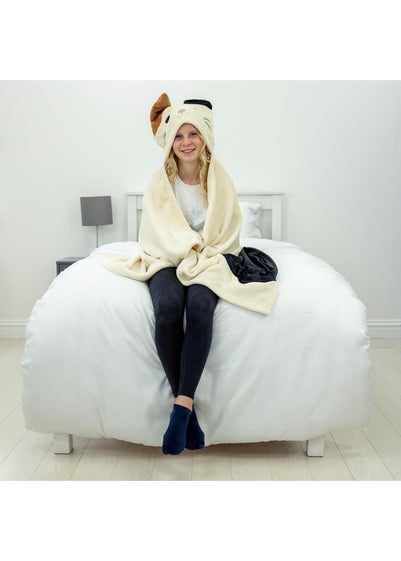 Squishmallows Beige Camcat 3D Hooded Wearable Throw